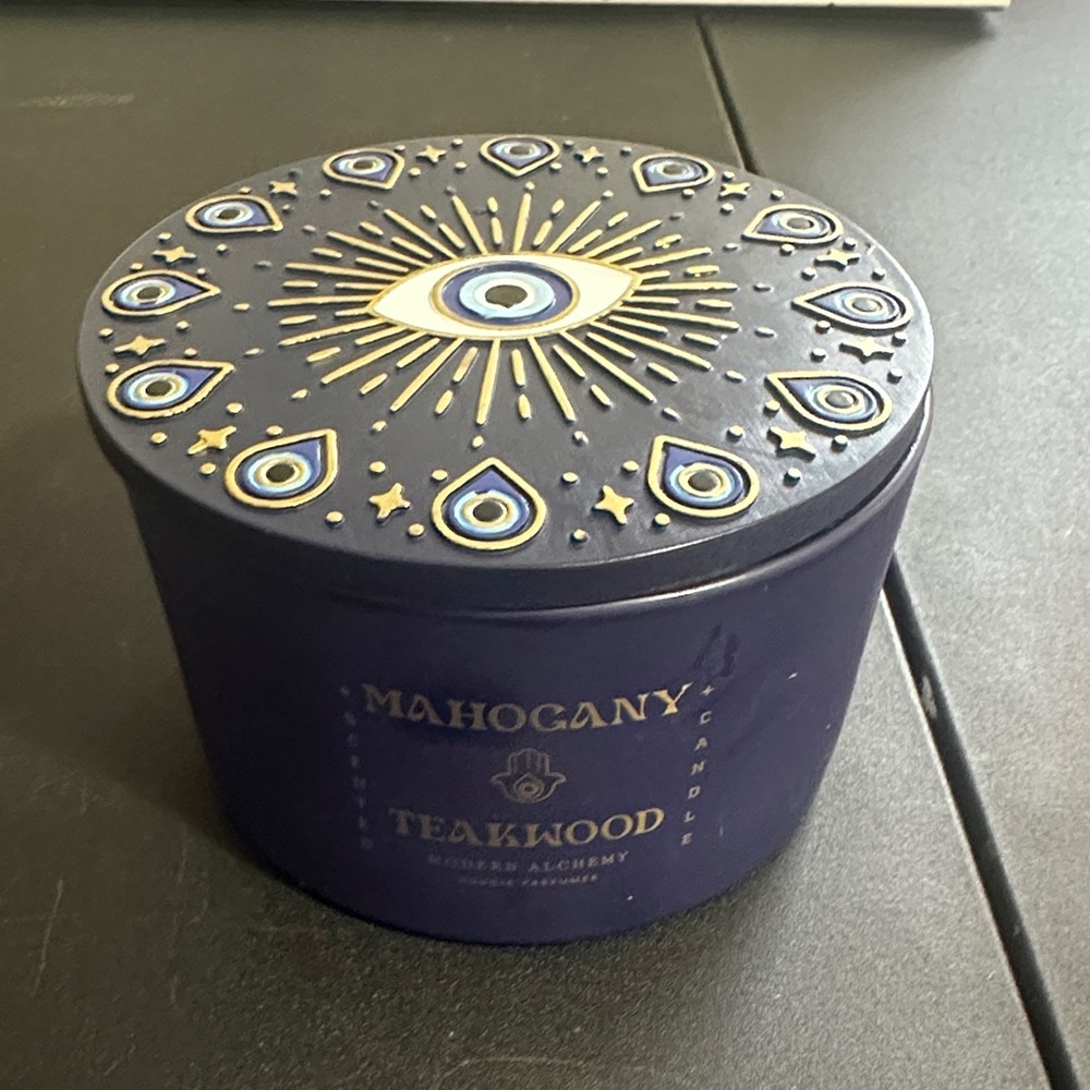 Modern Alchemy mahogany teakwood scented candle in glass container